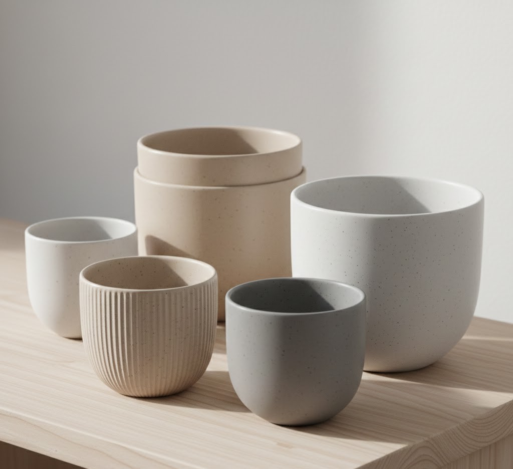 Collection of Scandinavian ceramic plant pots